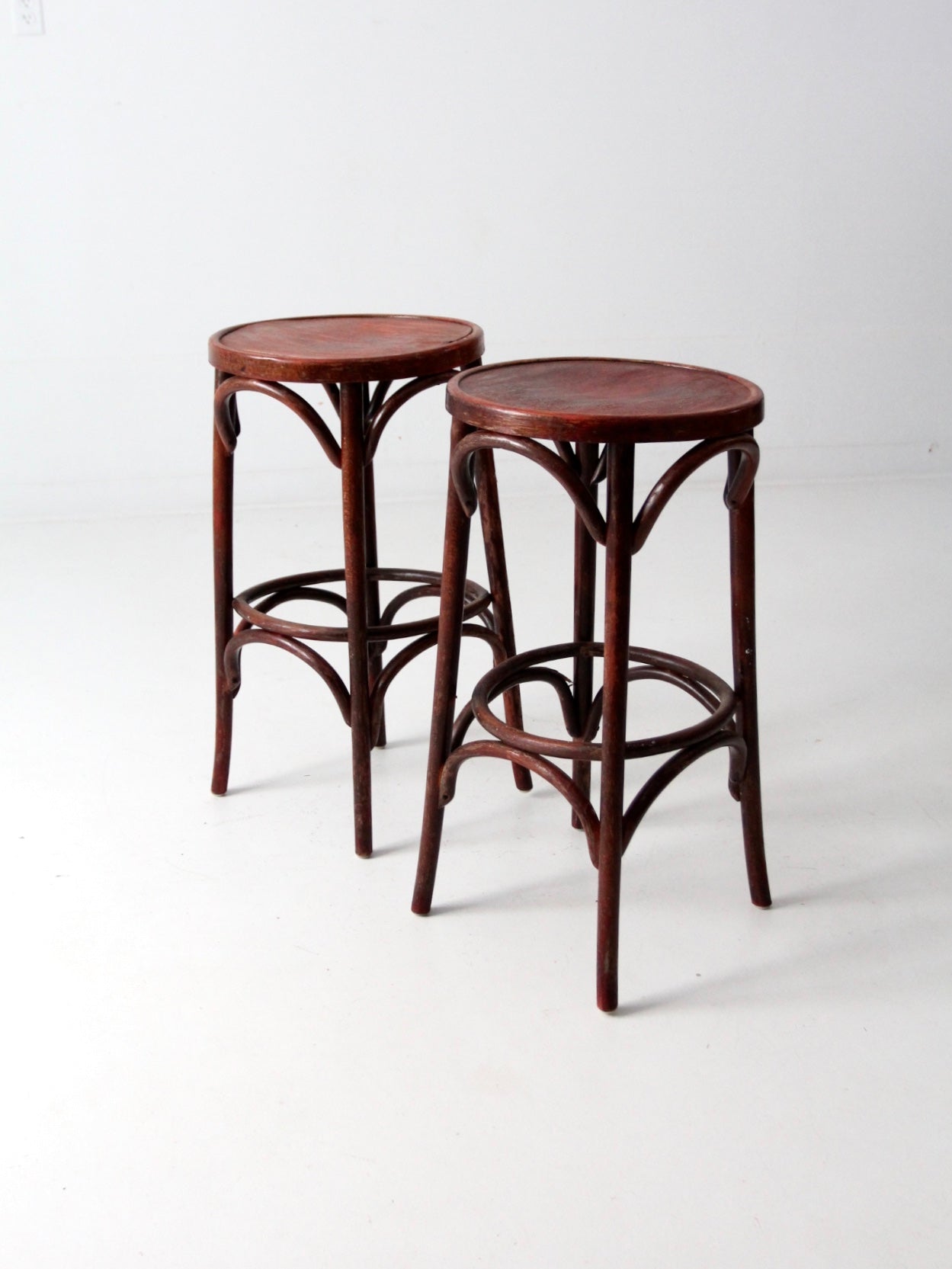 early 20th century bentwood stools pair