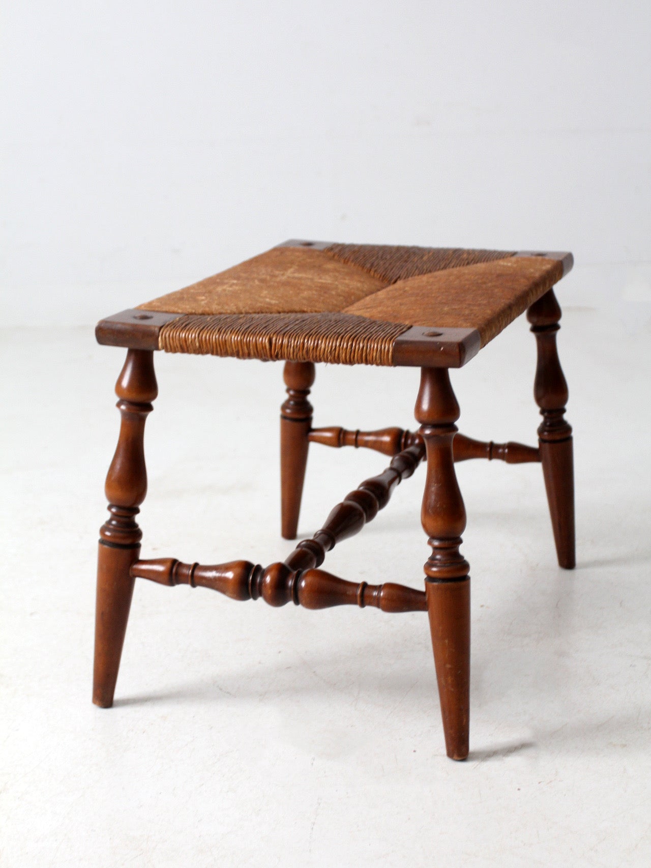 antique rush seat bench