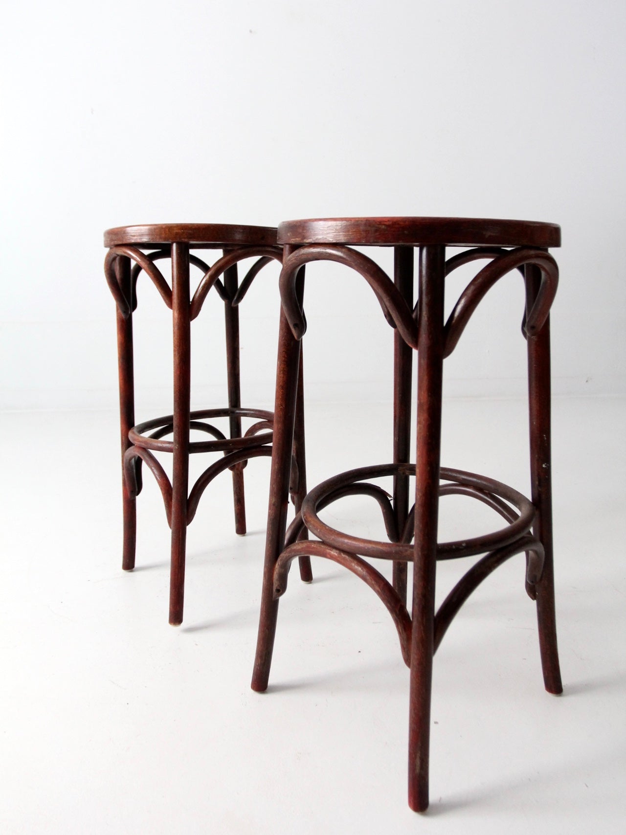 early 20th century bentwood stools pair