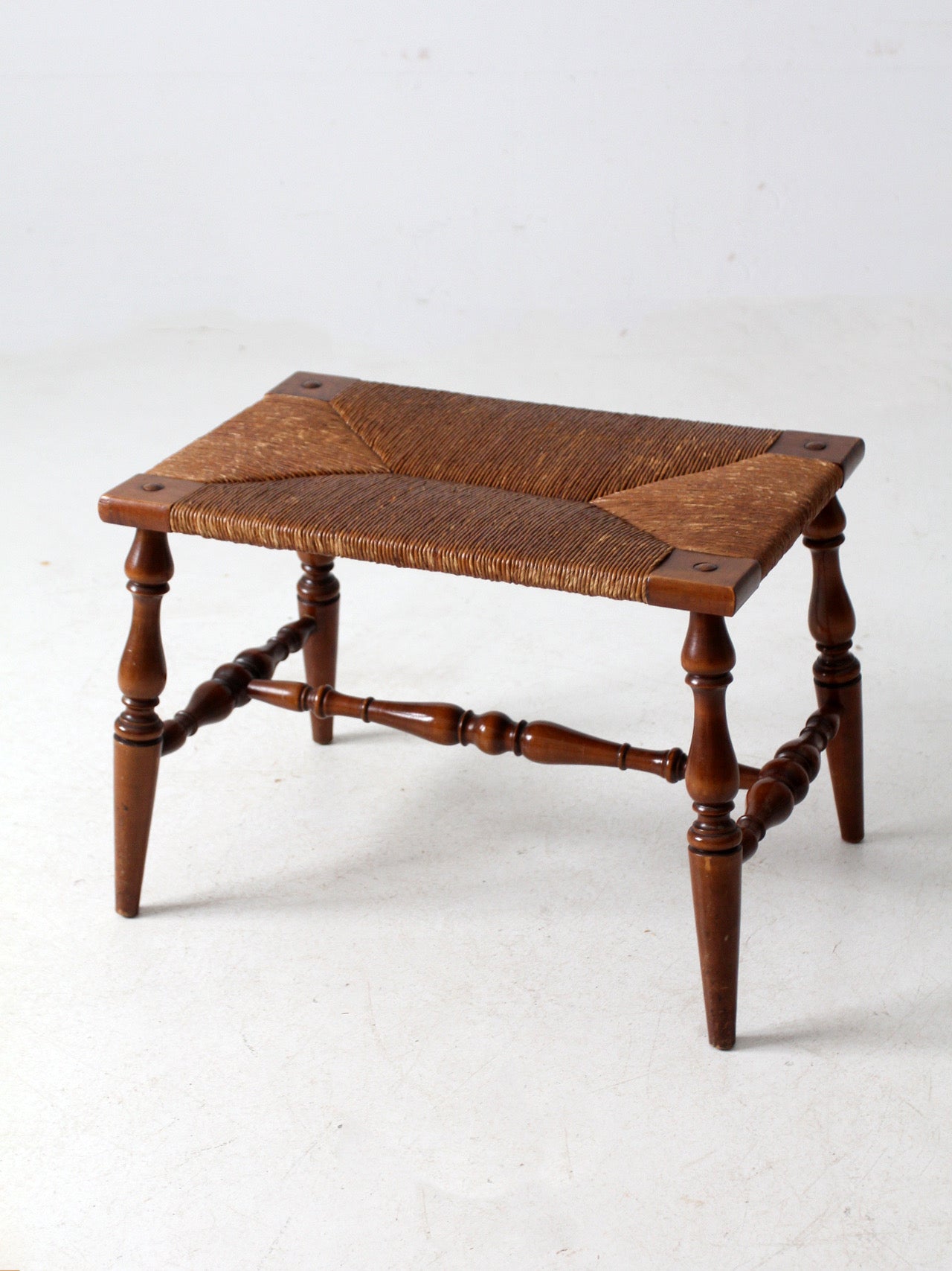 antique rush seat bench
