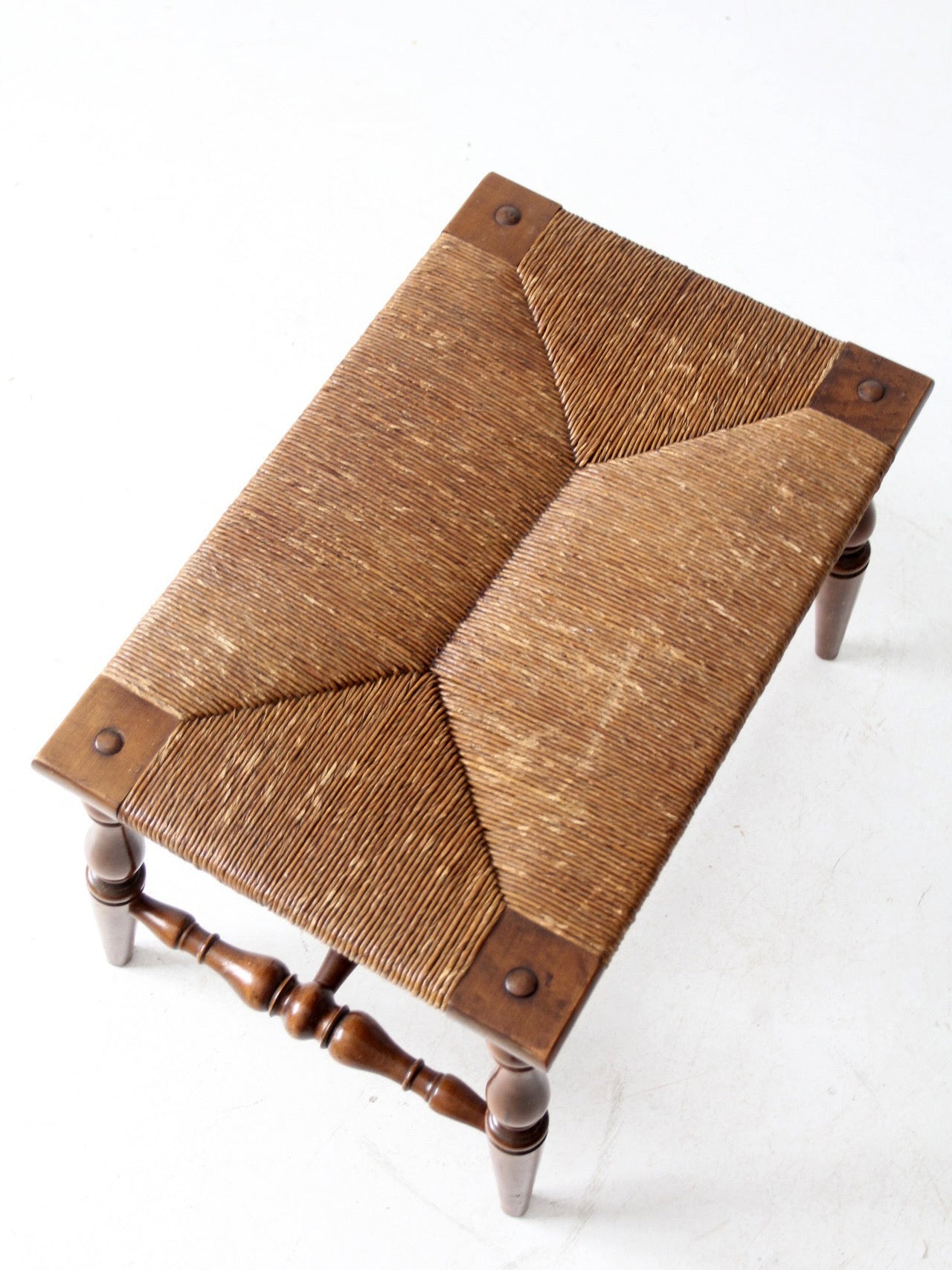 antique rush seat bench – 86 Vintage