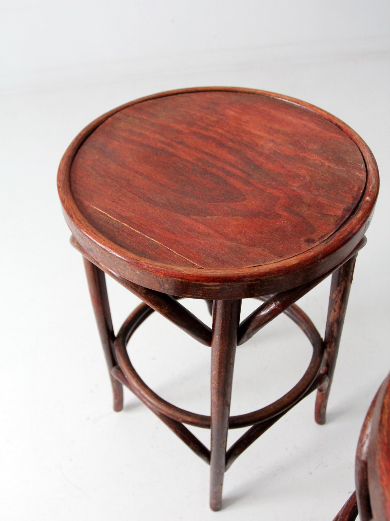 early 20th century bentwood stools pair