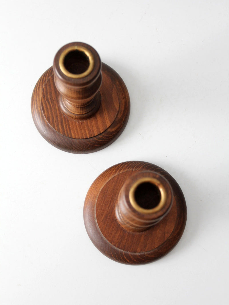 vintage turned wood candlestick holders pair – 86 Vintage