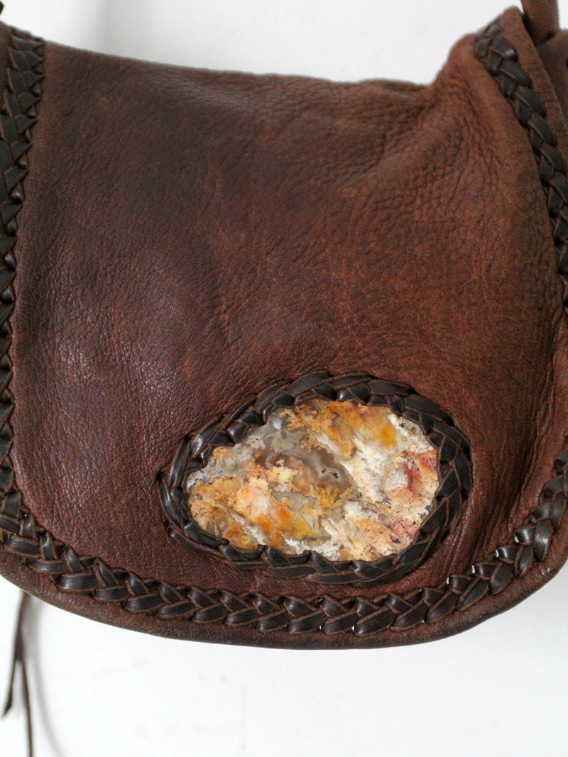 vintage boho hippie leather shoulder bag