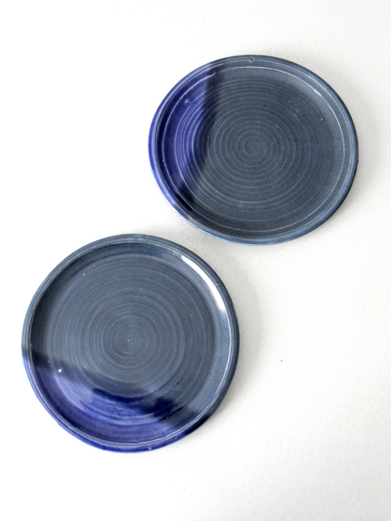 vintage studio pottery plates pair