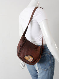 vintage boho hippie leather shoulder bag