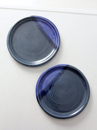 vintage studio pottery plates pair