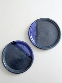 vintage studio pottery plates pair