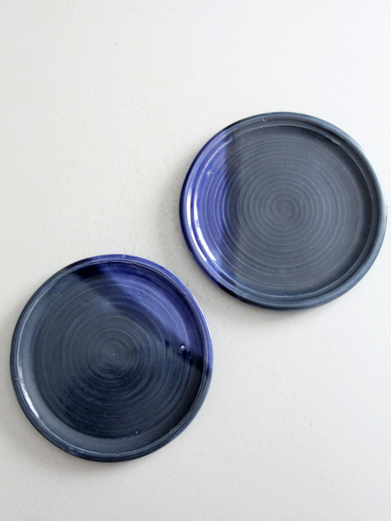 vintage studio pottery plates pair