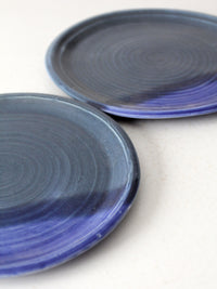 vintage studio pottery plates pair