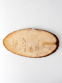 vintage deer  landscape wood slice wall art