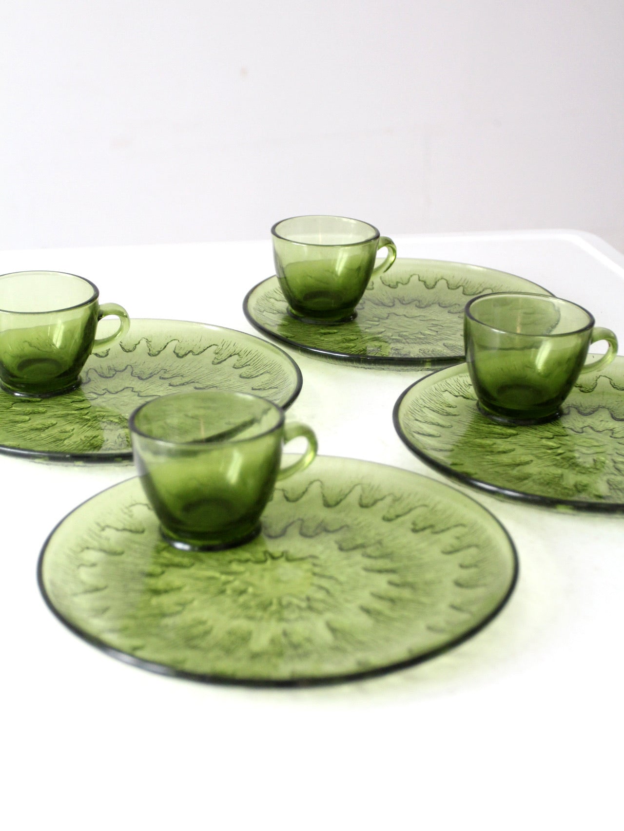 Indiana Glass 70s ヴィンテージ ガラス皿 5枚セット vintage 70s Indiana Glass Sunburst snack set – 86 Vintage
