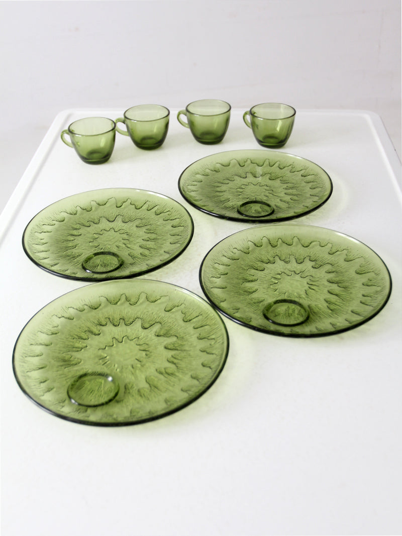 vintage 70s Indiana Glass Sunburst snack set
