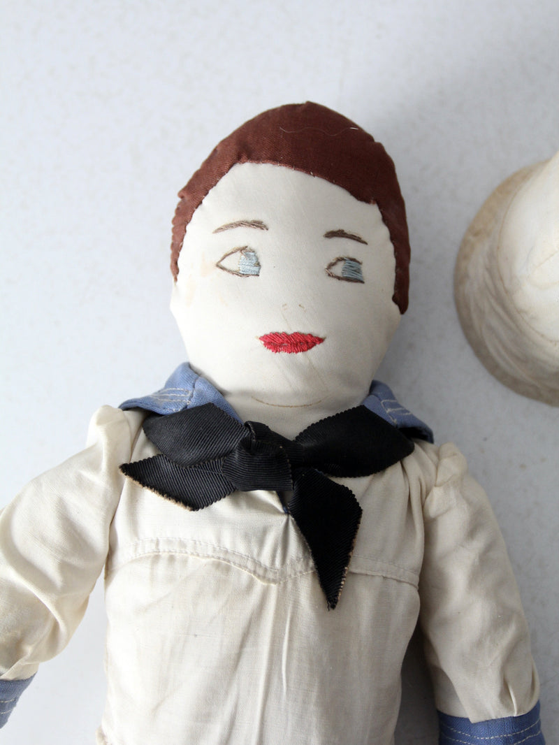 antique cloth sailor boy doll