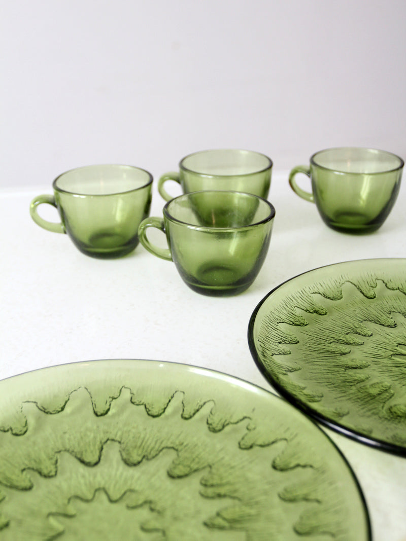 vintage 70s Indiana Glass Sunburst snack set