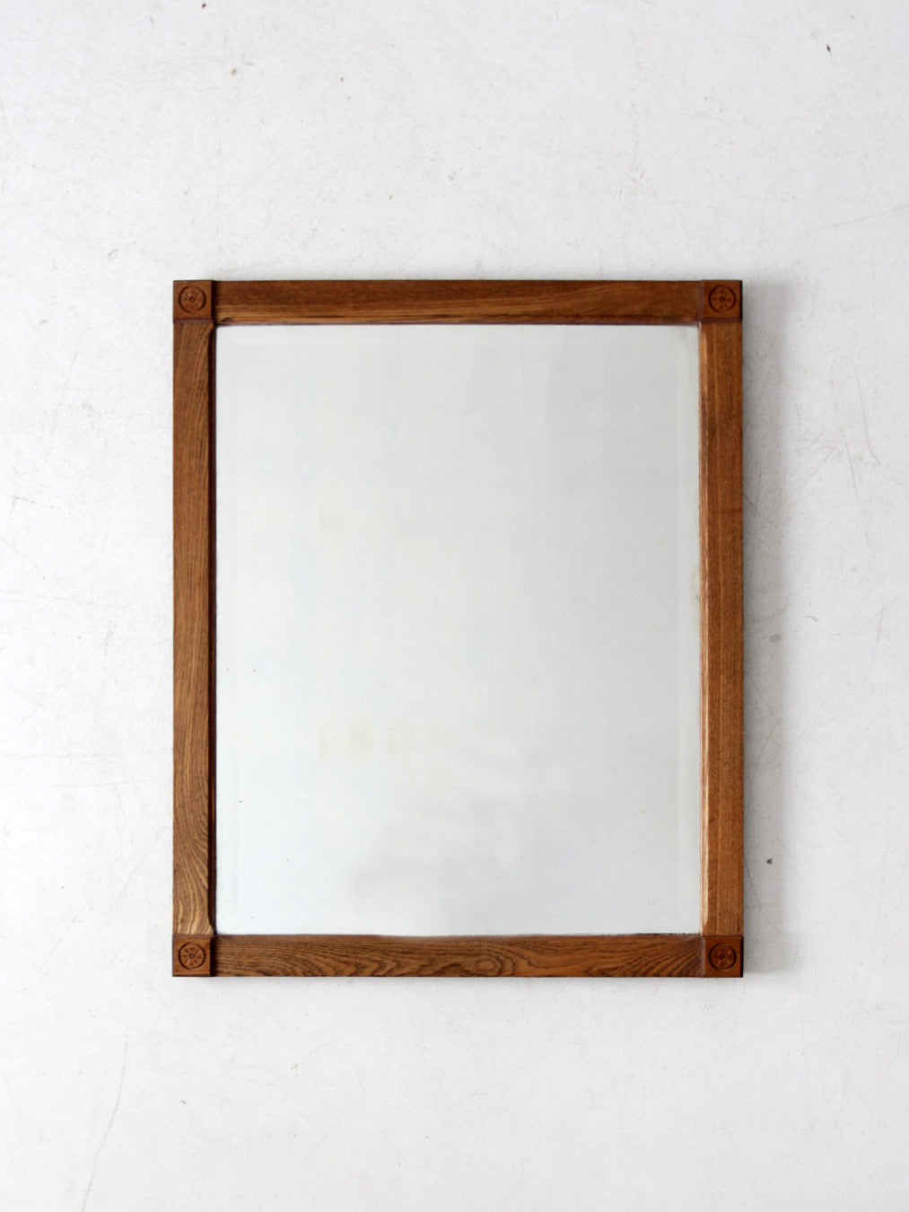 vintage oak beveled mirror