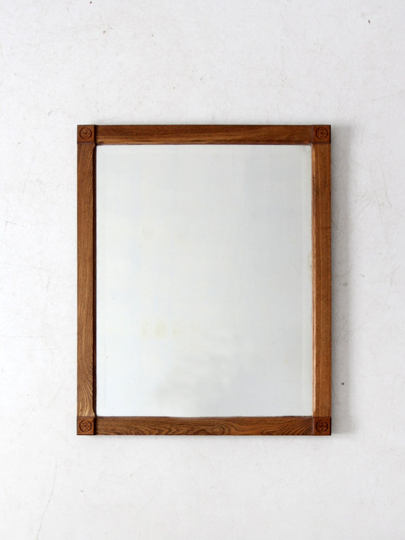 vintage oak beveled mirror