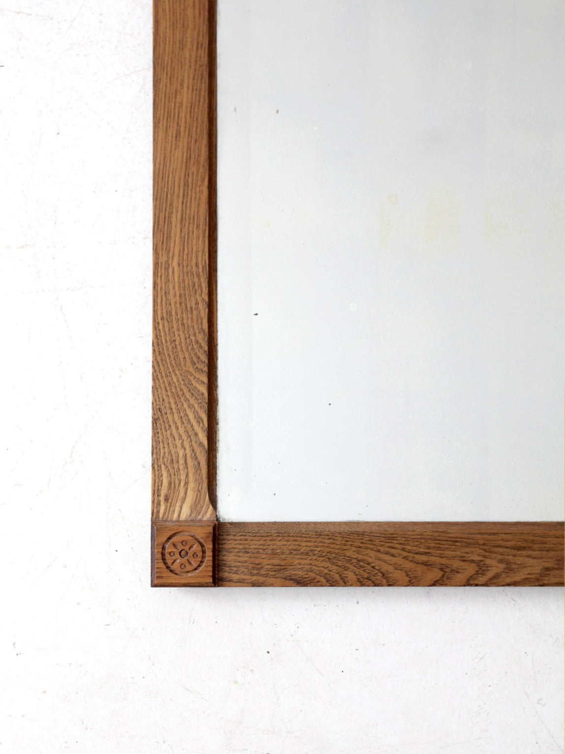 vintage oak beveled mirror