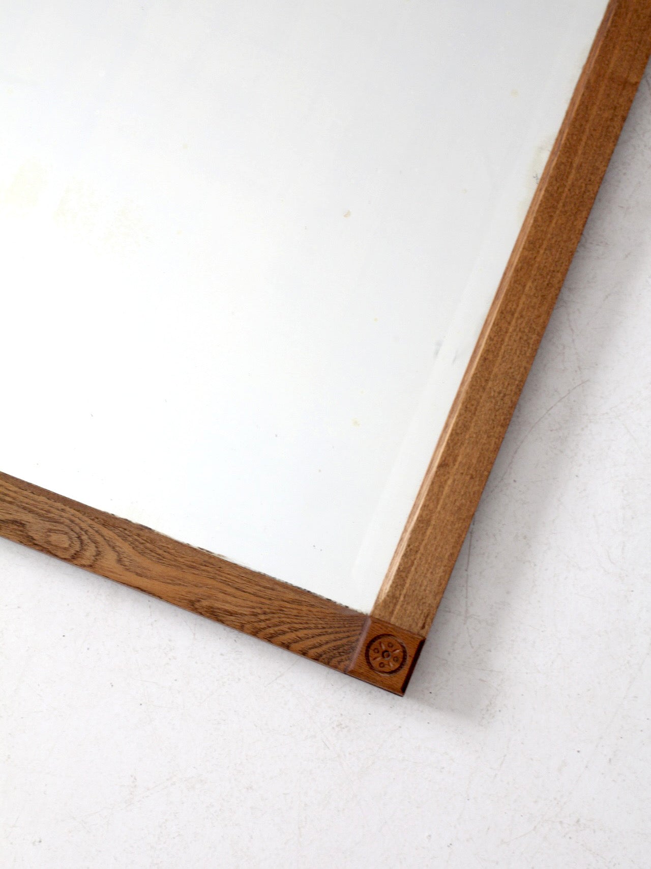 vintage oak beveled mirror