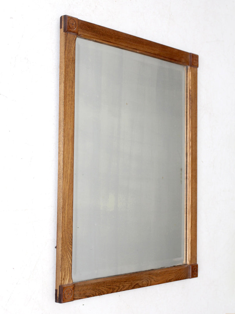vintage oak beveled mirror