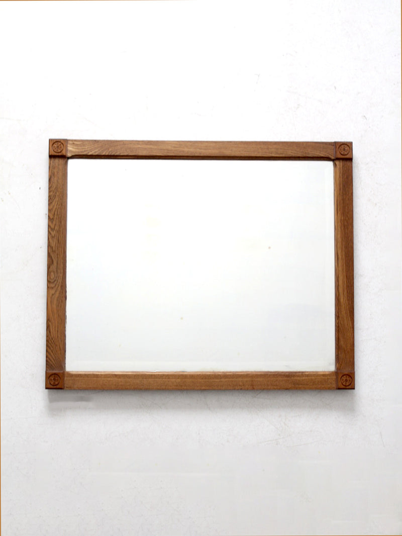 vintage oak beveled mirror