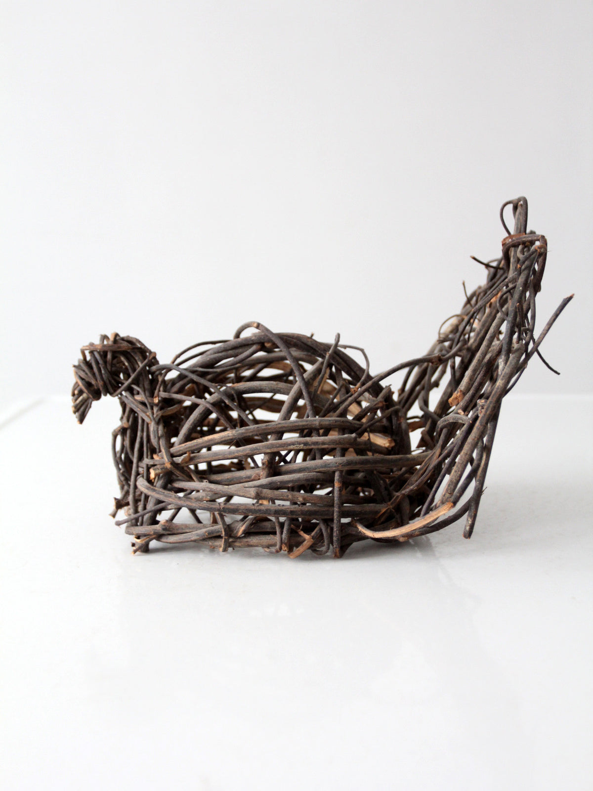 vintage woven grapevine turkey folk art sculpture