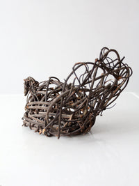 vintage woven grapevine turkey folk art sculpture