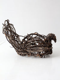 vintage woven grapevine turkey folk art sculpture