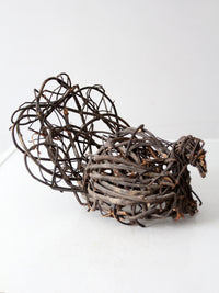 vintage woven grapevine turkey folk art sculpture