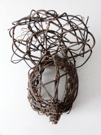 vintage woven grapevine turkey folk art sculpture