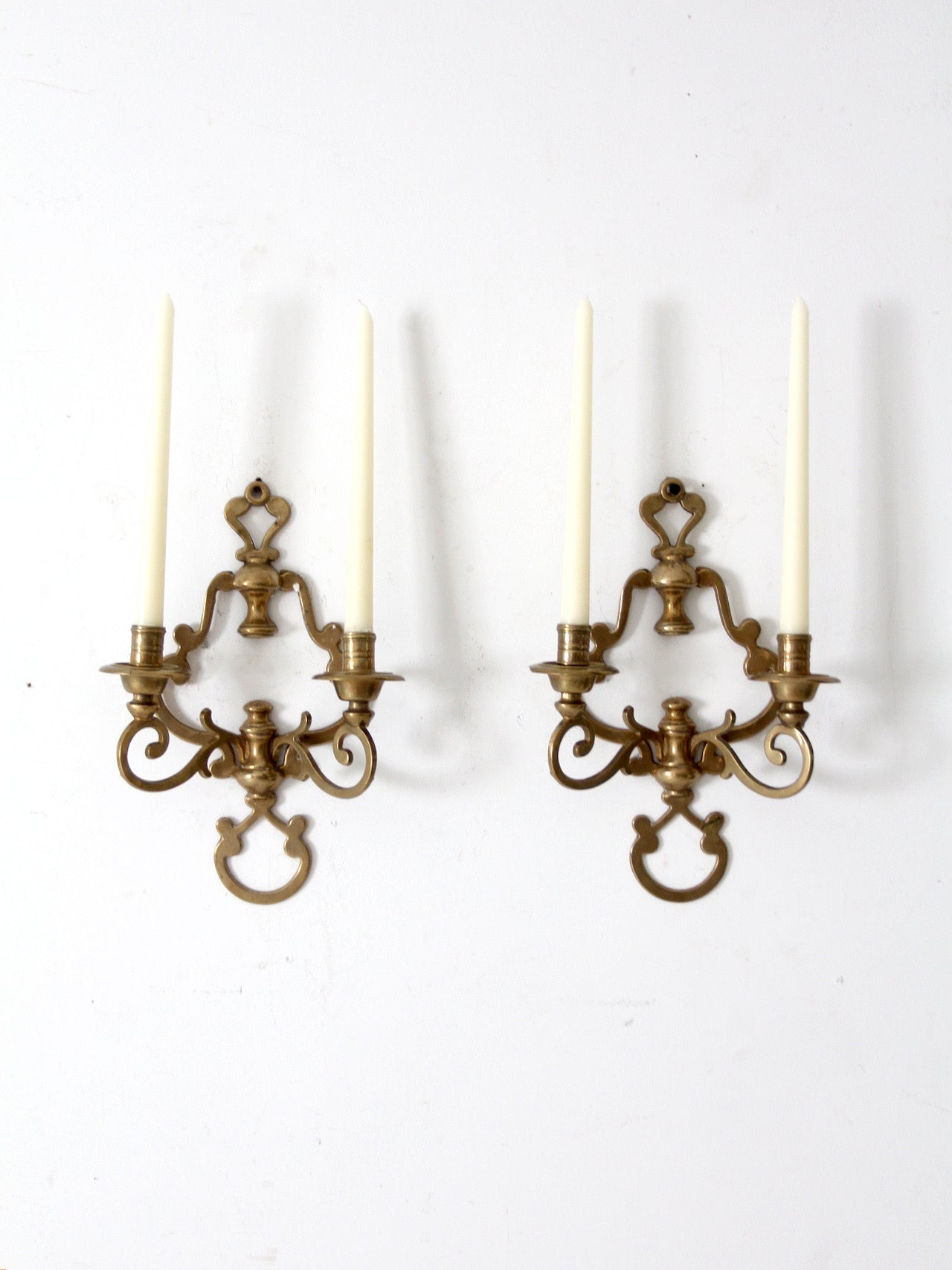antique Victorian brass candle sconces