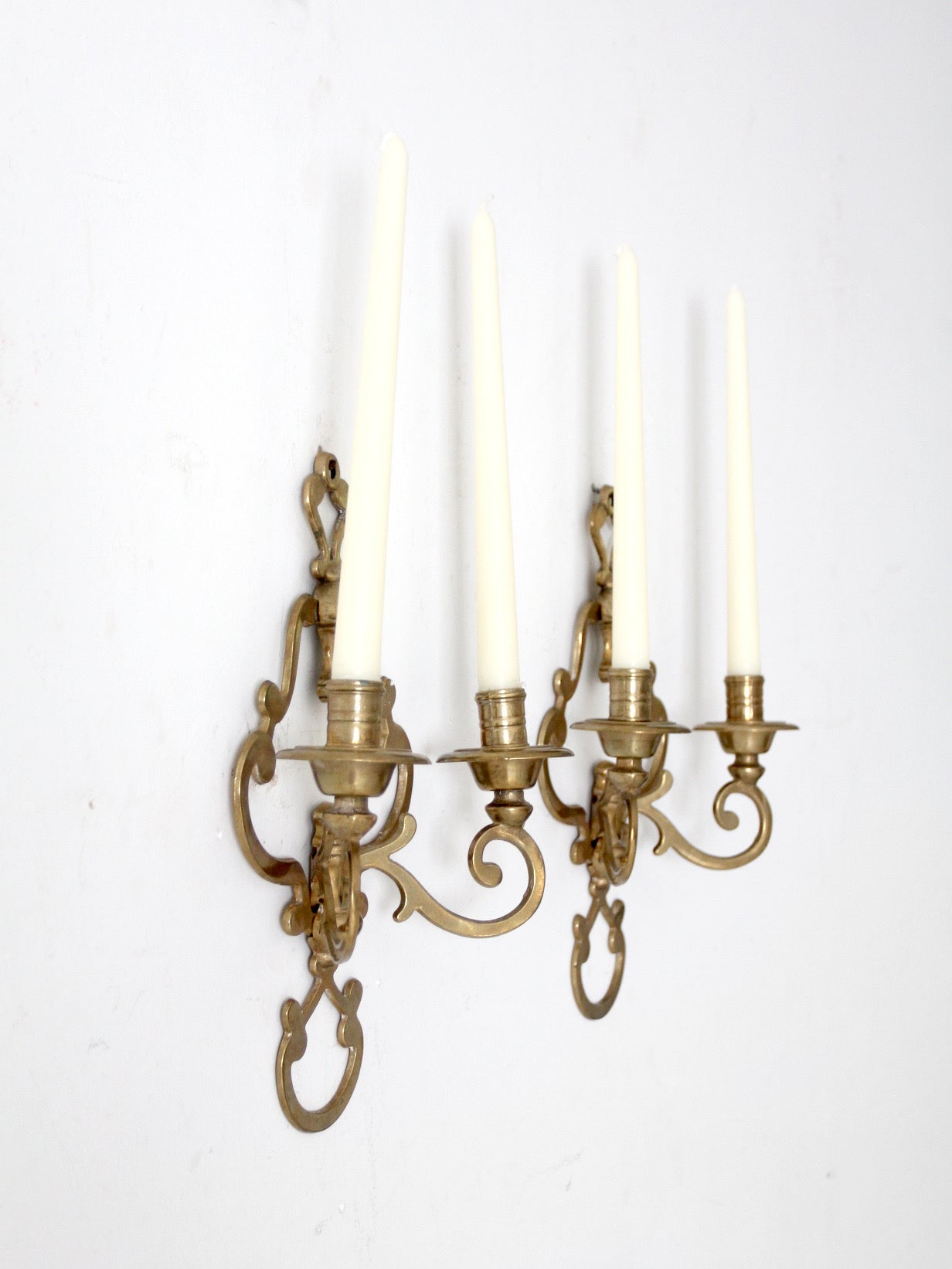 antique Victorian brass candle sconces