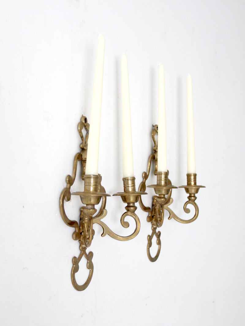antique Victorian brass candle sconces