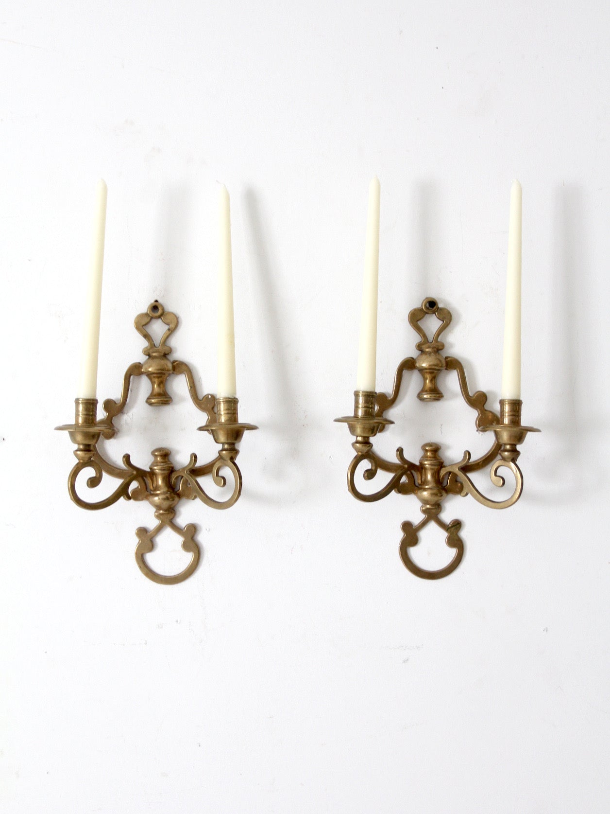 antique Victorian brass candle sconces