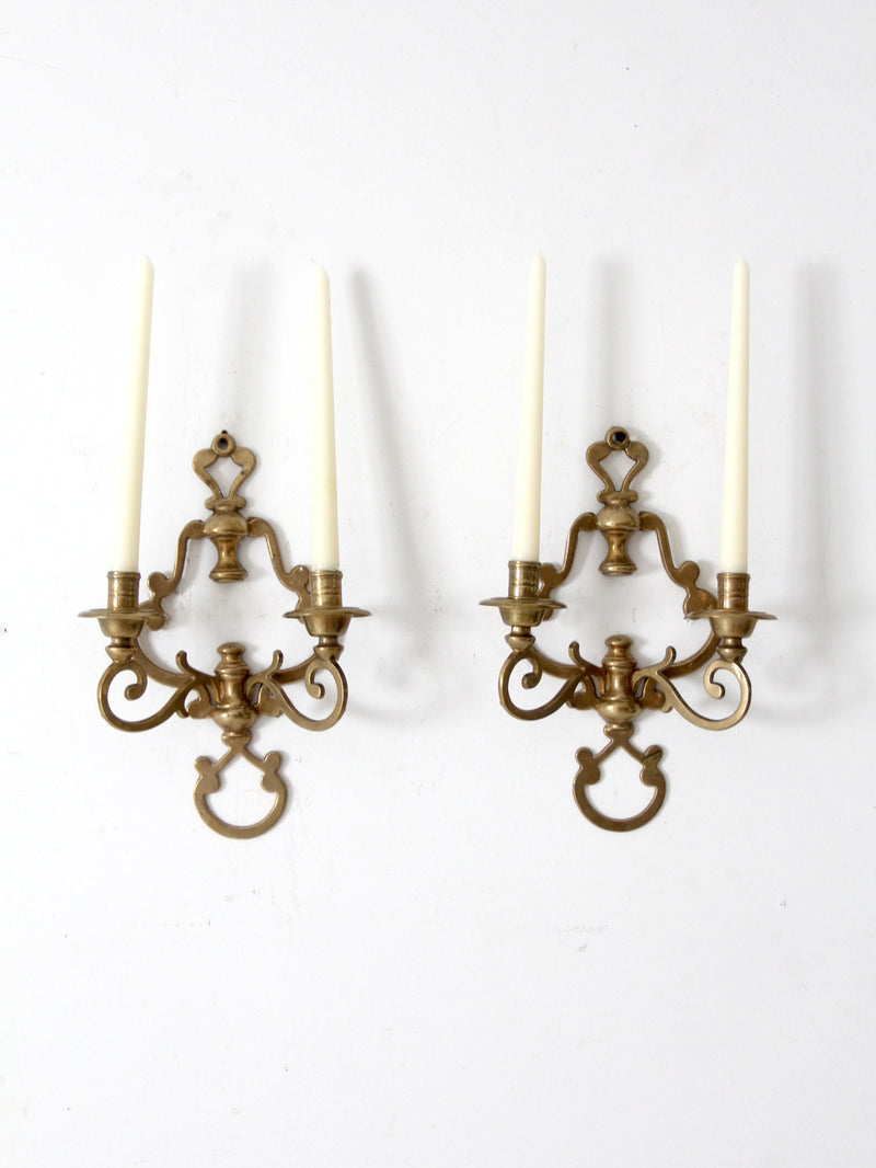 antique Victorian brass candle sconces