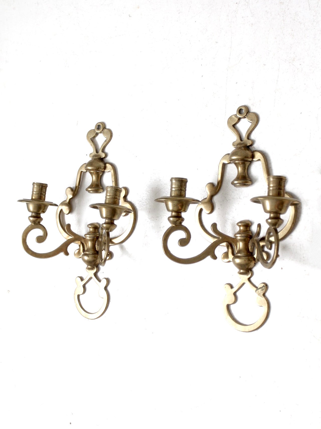 antique Victorian brass candle sconces