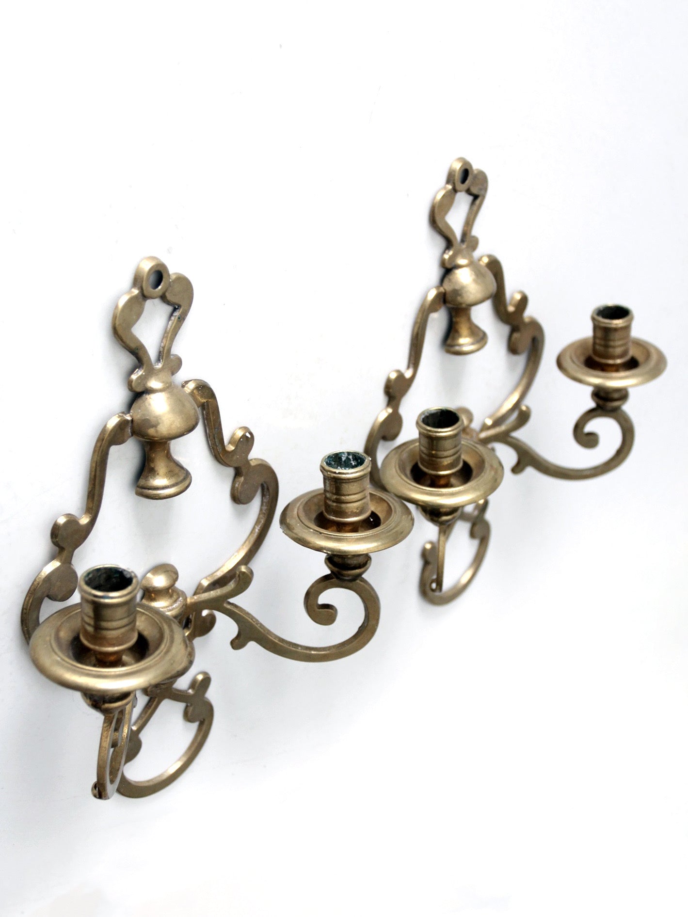 antique Victorian brass candle sconces