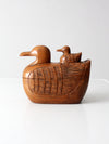 vintage hand-carved teak duck box