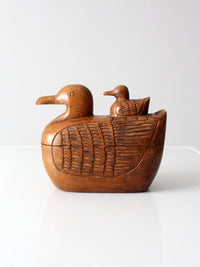 vintage hand-carved teak duck box