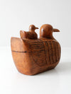 vintage hand-carved teak duck box