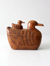 vintage hand-carved teak duck box