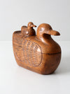 vintage hand-carved teak duck box