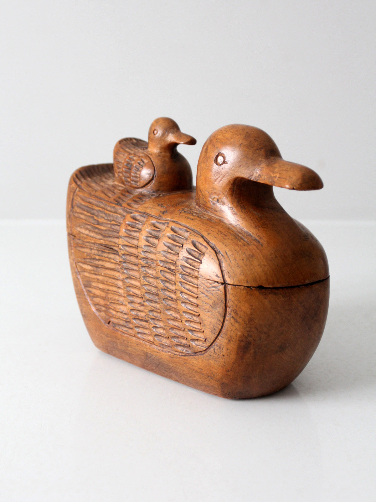 vintage hand-carved teak duck box