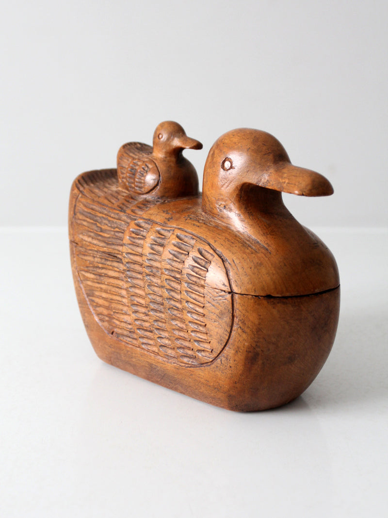 vintage hand-carved teak duck box