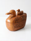 vintage hand-carved teak duck box
