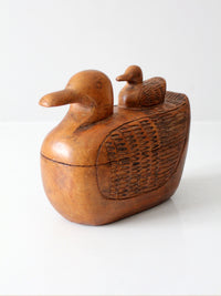 vintage hand-carved teak duck box