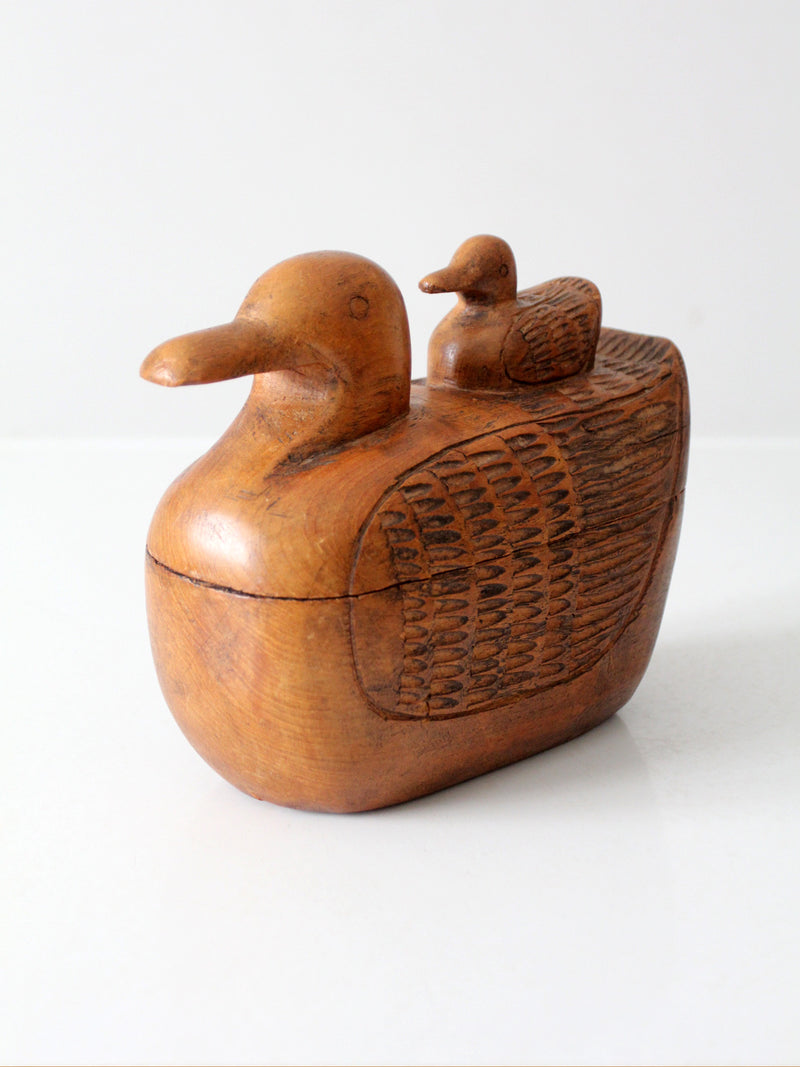 vintage hand-carved teak duck box