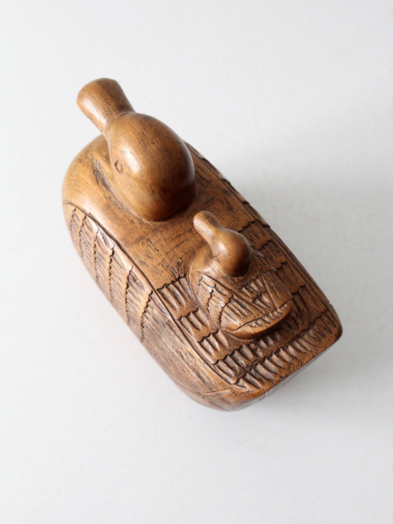 vintage hand-carved teak duck box