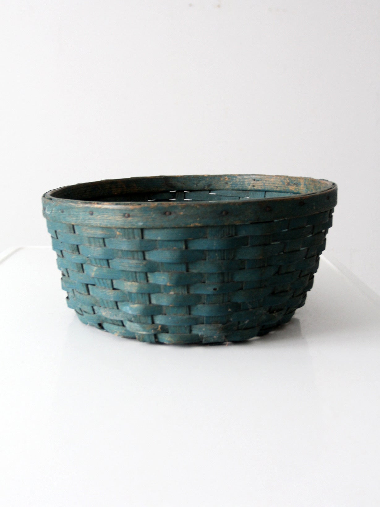 vintage teal splint weave basket
