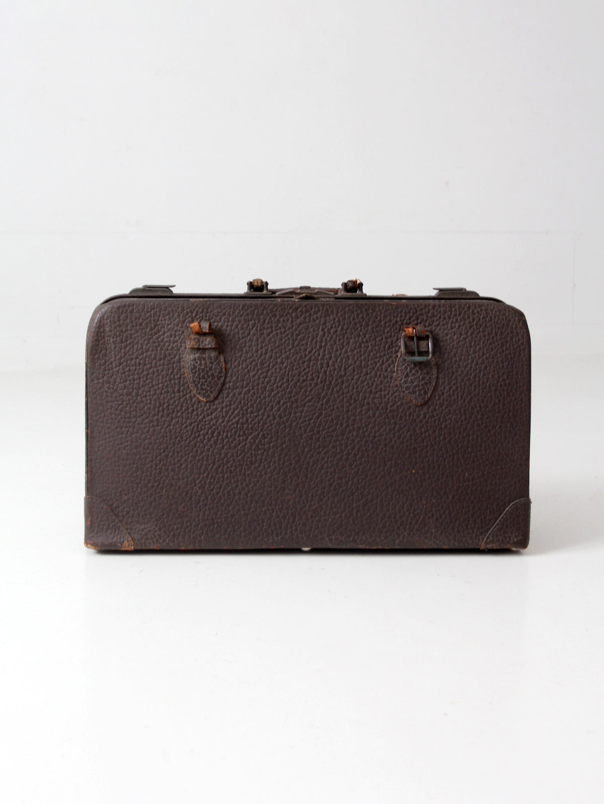 antique dark brown pebbled leather suitcase | circa 1930s–1940s